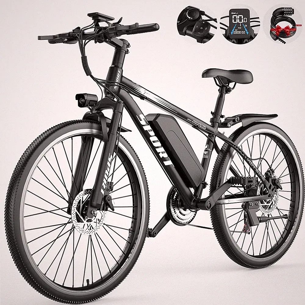 1500W Peak Electric Bike 26" Adults Ebike 25MPH 65Miles Range 7 Speed E Bicycle