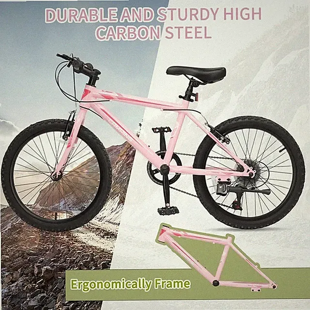 20" Mountain Bike, 7 Speed Bike with Disc Brakes for Children Kid Gift