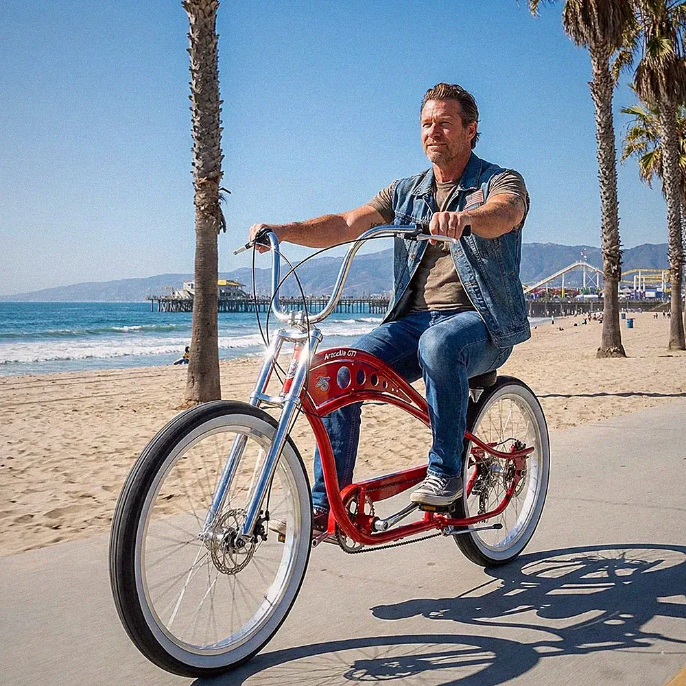 26 inch Beach Cruiser Bike For Men Women 7 Speed Fat Tires Bicycle Disc Brake