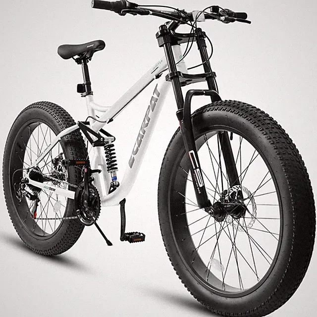 26 Inch Fat Tire Mountain Bike Full Suspension 21-Speed Disc Brake for Men Women