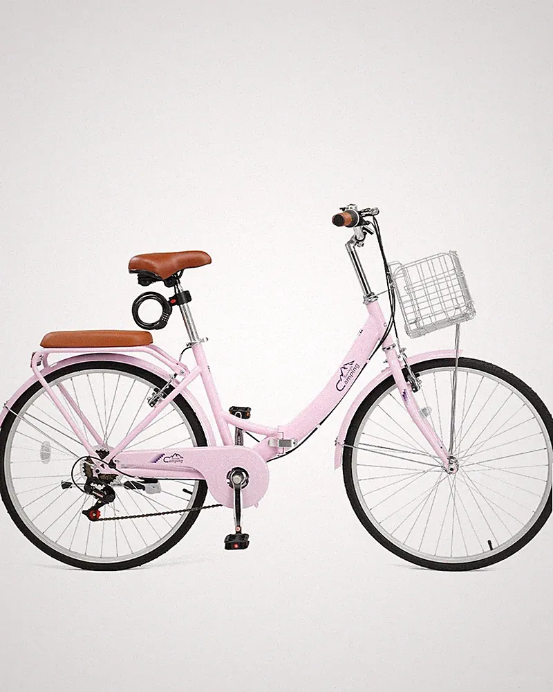 26 Inch Foldable Bike Folding Bicycle,7 Speed Adjustable Seat Cruiser Bicycle