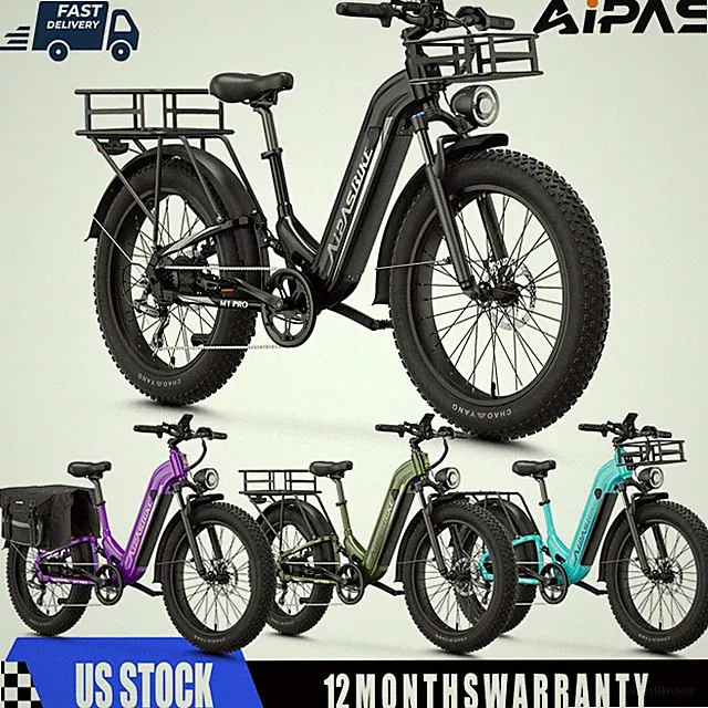 Aipas Electric Bike for Adults 1800W Peak 36MPH 26" Fat Tire Ebike 7-Speed