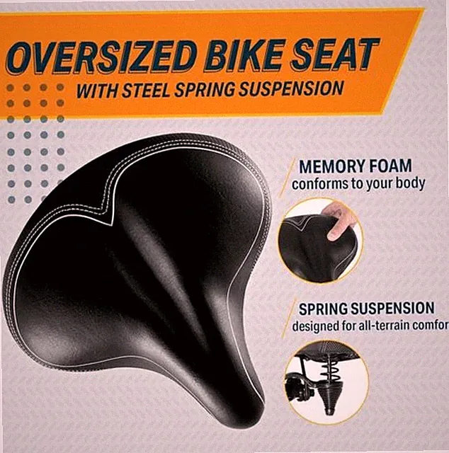 Bikeroo Bike Seat Oversize, Extra Wide, Padded Bicycle Seat for Men & Women!