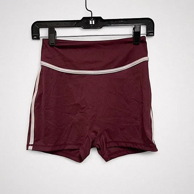 Burgundy Bike Shorts With White Stripe Detail Size Medium