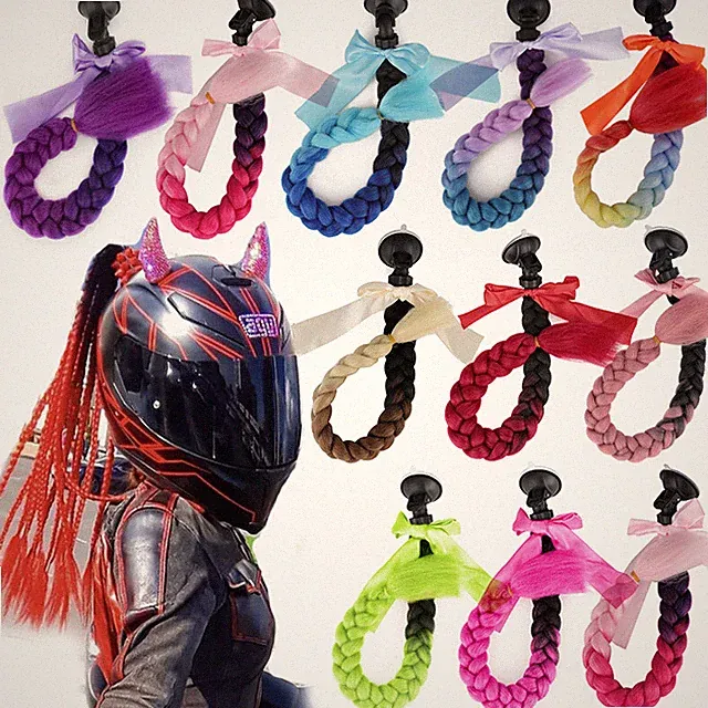 Helmet Pigtails Ponytail Bow Decoration Pigtail Motorcycle Bicycles Accessories