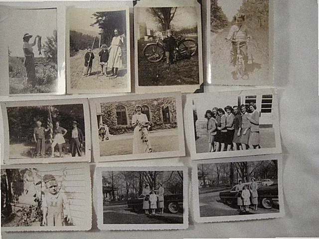 Lot L3 Women kids 10 photographs bicycle tricycle fish vintage + FREE SHIP