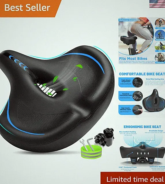 Oversized Bike Seat for Men & Women Comfort, Extra Wide Bicycle Seat Cushion,...