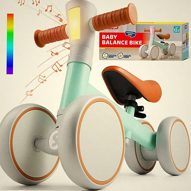 SYNCFUN LED BABY BALANCE BIKE WITH MUSIC - BLUE