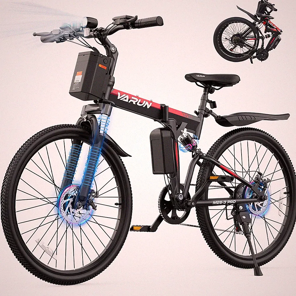 VARUN Electric Bike for Adults 750W Peak 26"Folding Mountain E-Bike 60Mile 20MPH