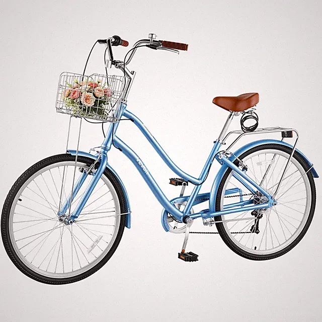VEVOR Women Bike 26 in Beach Cruiser Bike 7-Speed Adult City Bicycle Light Blue