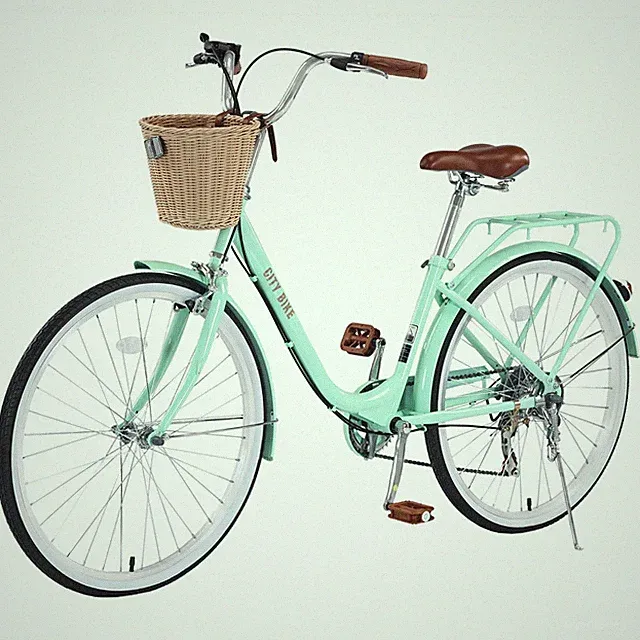 Women's Bike 26 Inch Beach City Cruiser Bicycle with Basket Green 7 Speed,Green