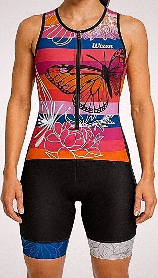 Women's Triathlon Suit Sleeveless Tri Suit Padded Cycle Race Swim Bike Run Trisu
