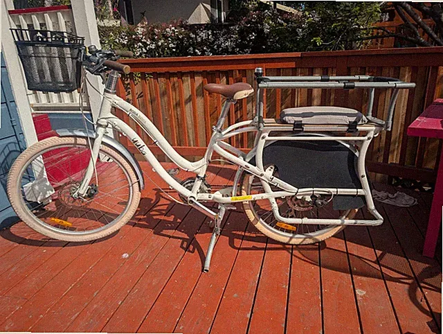 Yuba Boda Boda Cargo Bike with Cargo Seats for 2 Kids and Front Basket